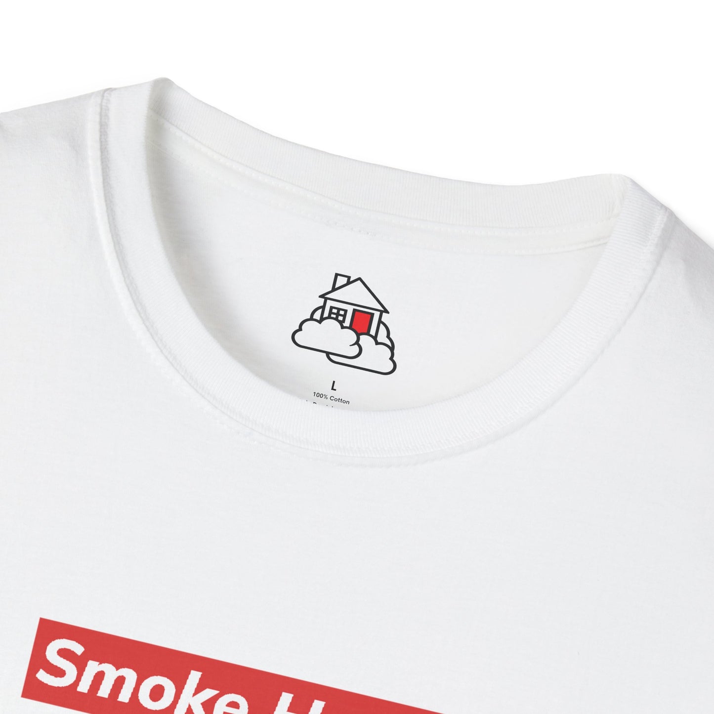 Smoke House Red Hypebeast Logo Unisex Softstyle White T-Shirt