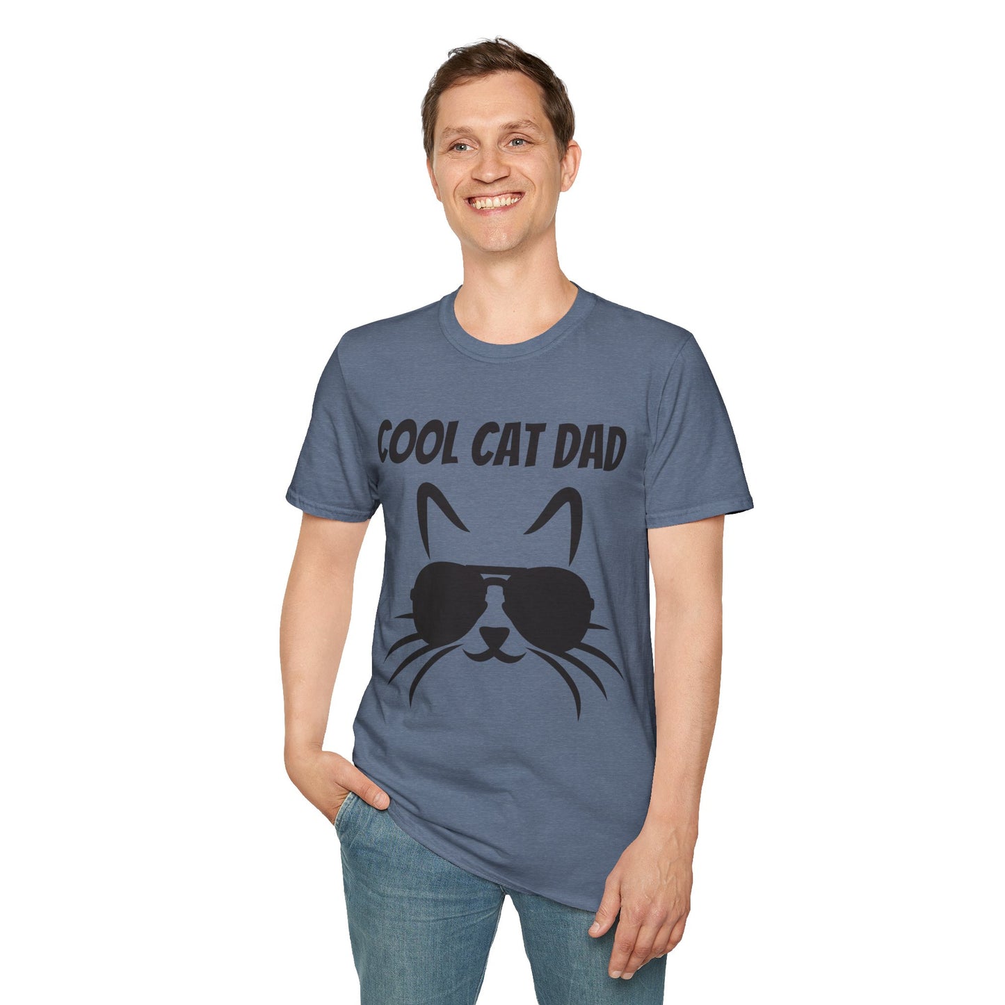 Cool Cat Dad Heather Softstyle T-Shirt